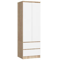 KLEIDERSCHRANK Eiche Sonoma, Weiß 180/60/51 - Weiß/Sonoma Eiche, Holzwerkstoff (60/180/51cm) - RAUMHIRSCH FURNITURE