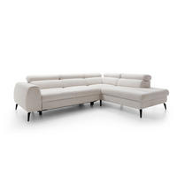 ECKSOFA NOTE Creme Chenille mit Schlaffunktion - Creme, Holz (271/216cm) - MASSENO