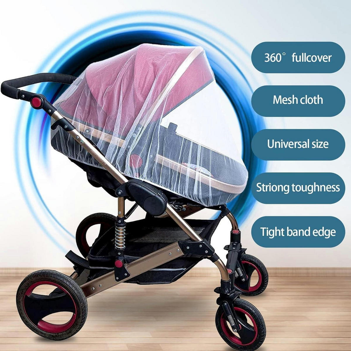 MOSKITONETZ Kinderwagen Universal Insektenschutz Weiß - Weiß, Textil