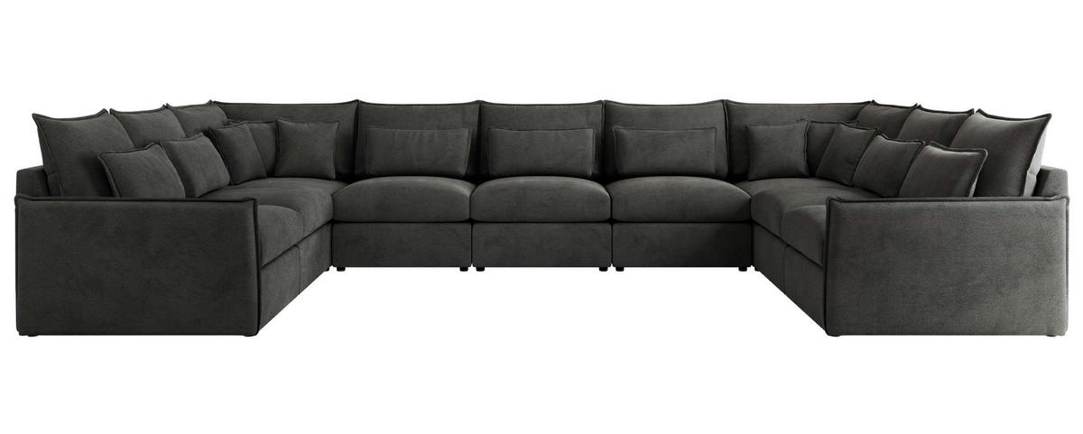 WOHNLANDSCHAFT VERSO U 9M Dunkelgrau Velvet - Dunkelgrau/Schwarz, Kunststoff/Textil (442/93/270cm) - MKS