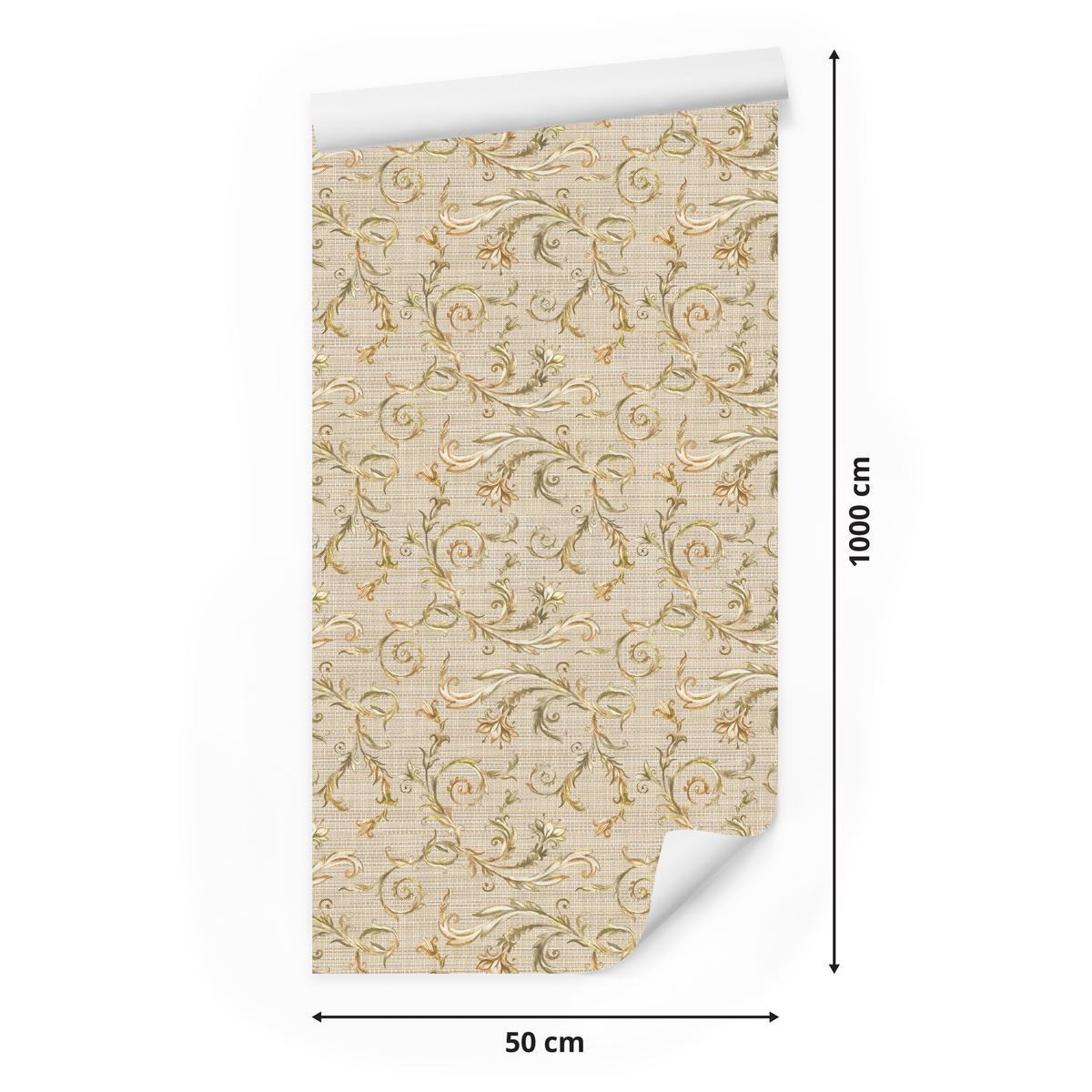 VLIESTAPETE Florale Vintage-Ornamente – Beige, Goldfarben – 50x1000 cm - Beige/Goldfarben, Papier (50/1000cm) - Muralo