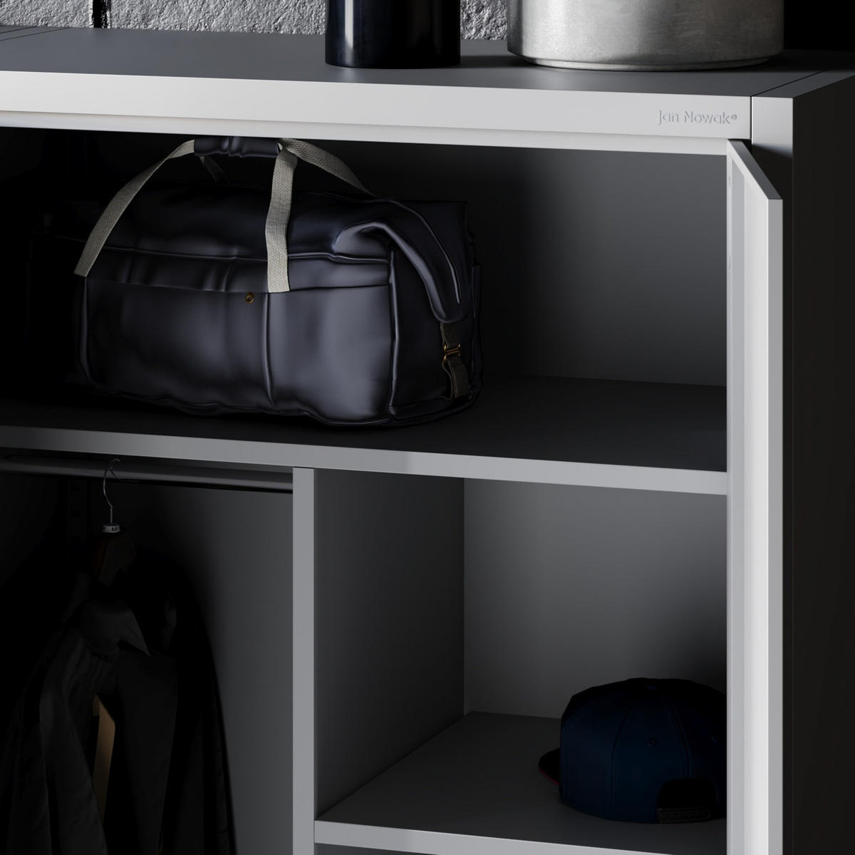 MEHRZWECKSCHRANK DAWID - Grau, Metall (90/185/45cm) - Jan Nowak