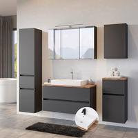 BADMÖBEL-SET 5-TLG. Pesaro-03 - Grau, Holzwerkstoff (220/200/48cm) - Lomado