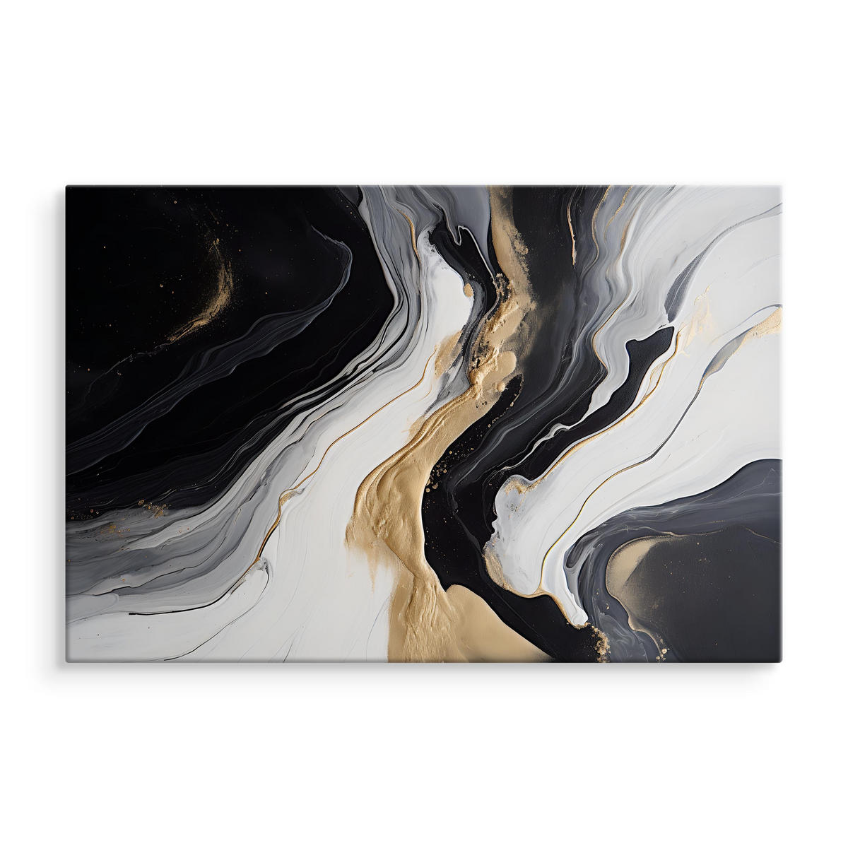LEINWANDBILD Marmor Moderne Abstraktion 100x70 - Beige/Schwarz, Textil (100/70cm) - Muralo