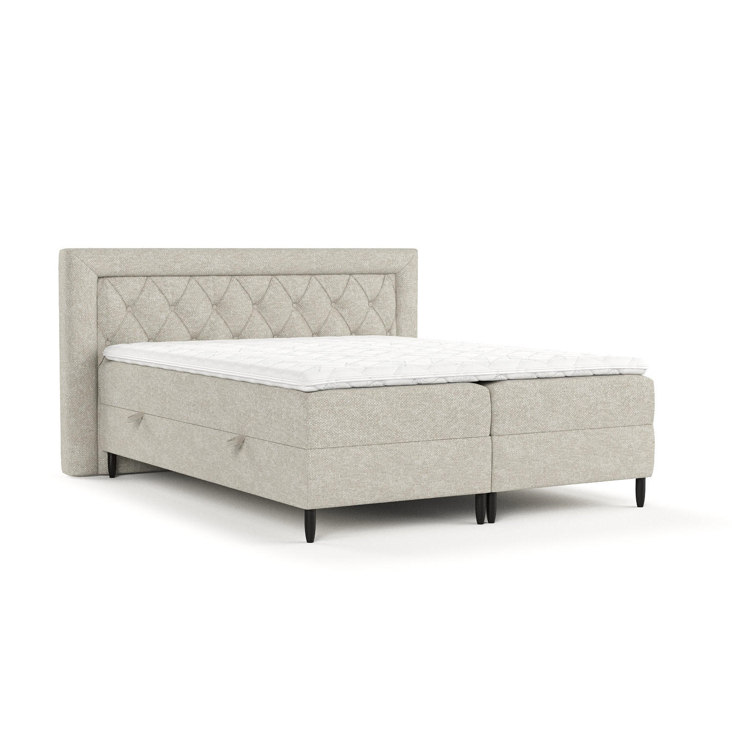 BOXBETT Avani Beige Grau 160/200 cm - Beige/Schwarz, Holz/Holzwerkstoff (160/200cm) - Maison de Reve