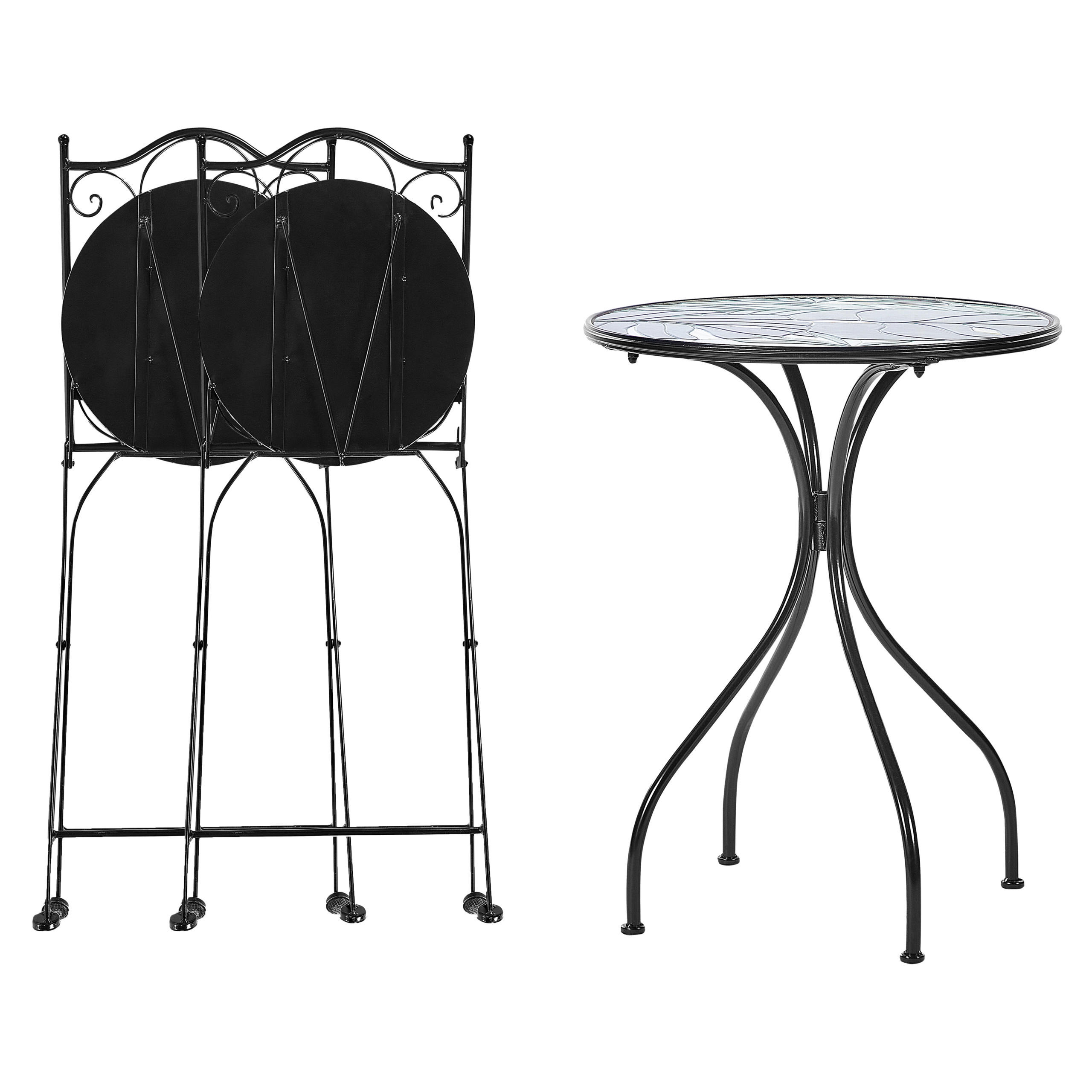BALKONSET 2-Sitzer schwarz Cozzana - Schwarz/Grün, Metall - Beliani