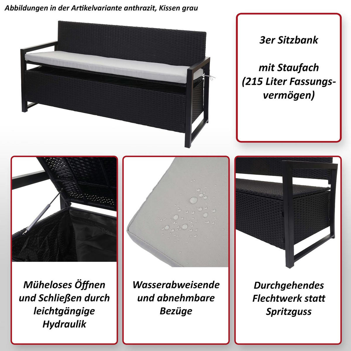 SITZBANK Grau, Grün - Grau/Grün, Kunststoff (164/87/57cm) - Jamb
