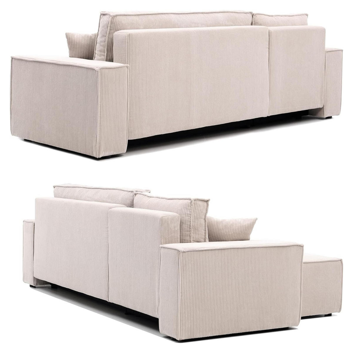 ECKSOFA Paris mit Schlaffunktion Cord - Beige, Textil (244/155cm) - Idohome
