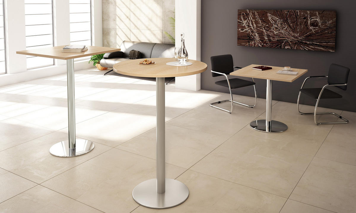 PAUSENTISCH eckig STF 80/80/74,5 cm in Ahornfarben/Chrom - Chromfarben/Ahornfarben, Holzwerkstoff (80/80/74.5cm) - bümö