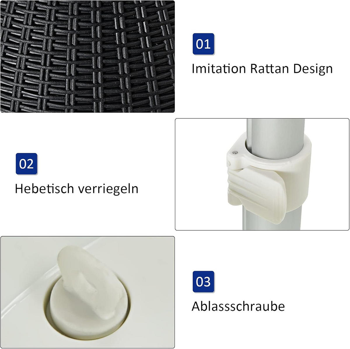 BEISTELLTISCH Schwarz - Schwarz, Kunststoff (49/49/58cm) - COSTWAY