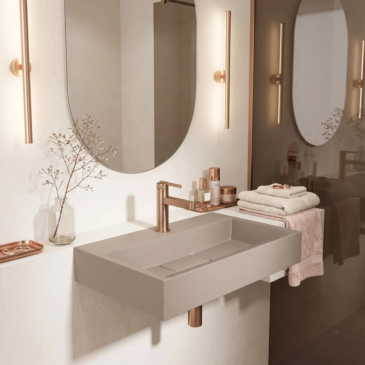 WASCHBECKEN Konglomerat Rea Goya Taupe 50cm - Beige, Keramik (37/14/50cm) - REA