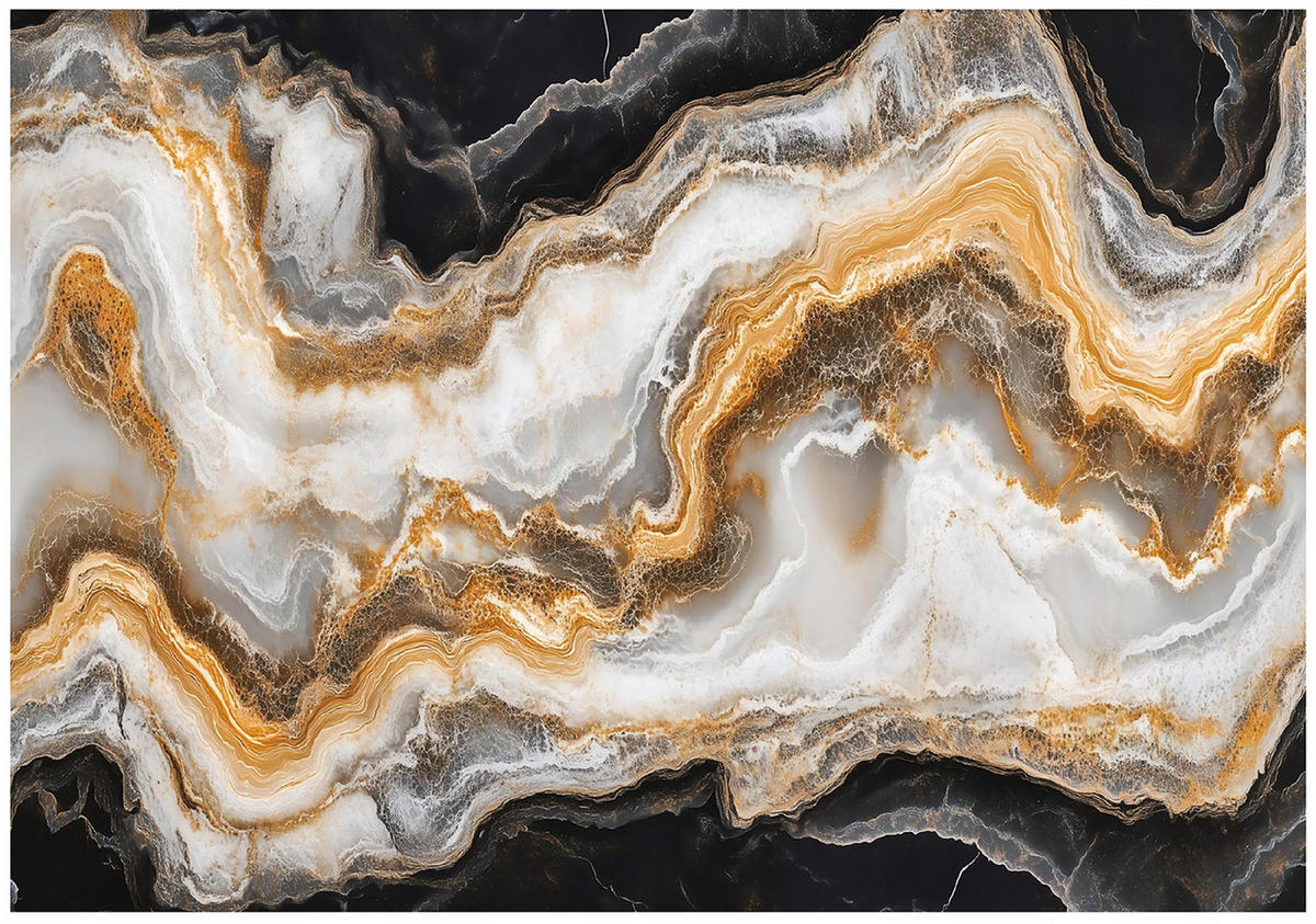 FOTOTAPETE Marmor Gold Schwarz Vlies Tapete Wohnzimmer Schlafzimmer 200x140 - Multicolor, Papier (200/140cm) - Wallarena