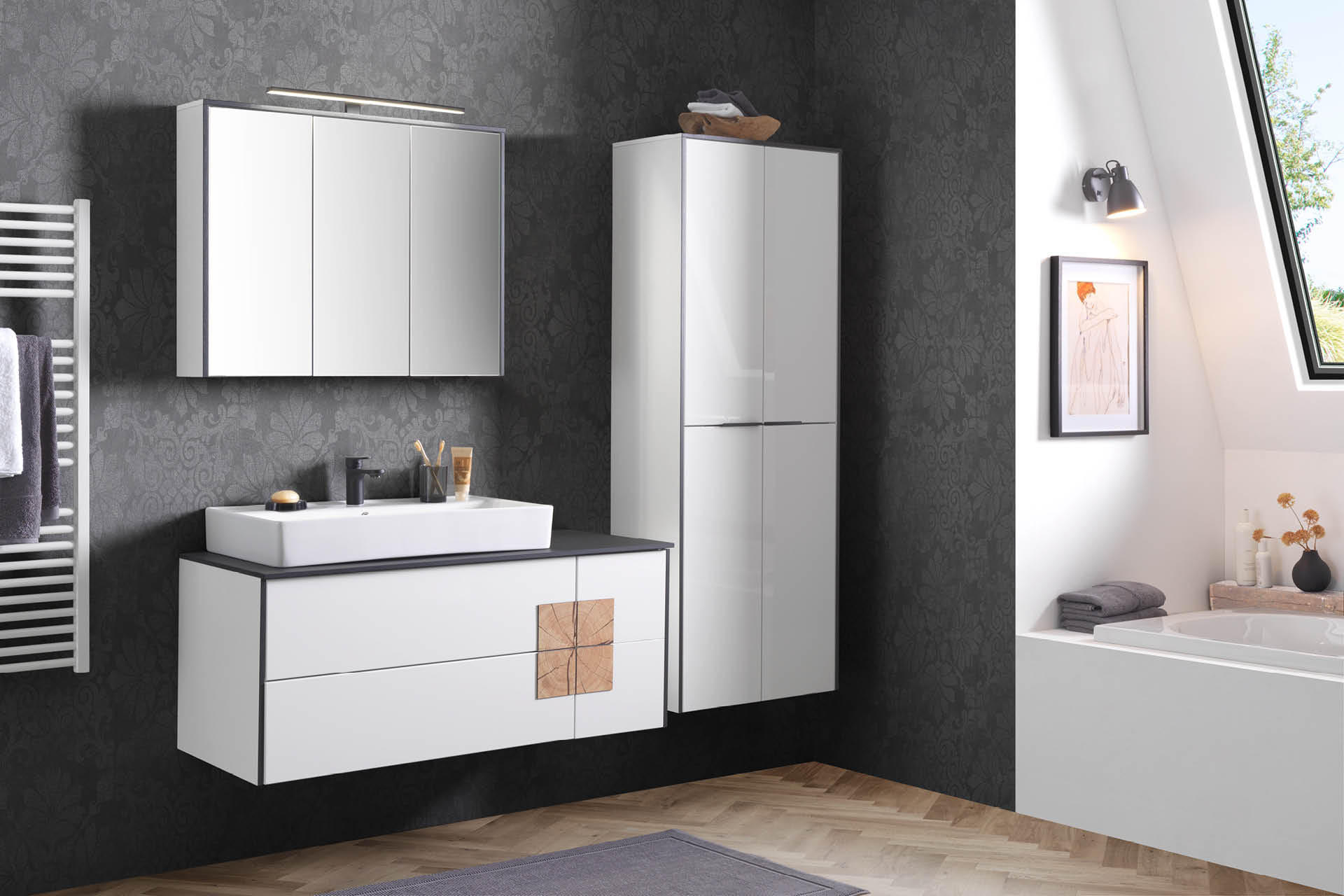 Badezimmer komplett in weiß, Serie STELLA