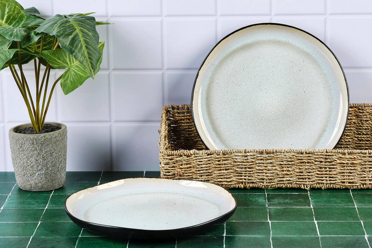 SERVIERPLATTEN Iris Ø32cm - 2er-Set - Elfenbeinweiß - Weiß, Keramik (32/3.5/32cm) - Björn