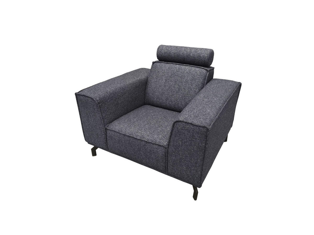 POLSTERSESSEL Selena - Marinenblau, Verstellbare Kopfstützen und Metall Füßen - Schwarz/Dunkelblau, Kunststoff/Textil (109/90/95cm) - KS Home Concept