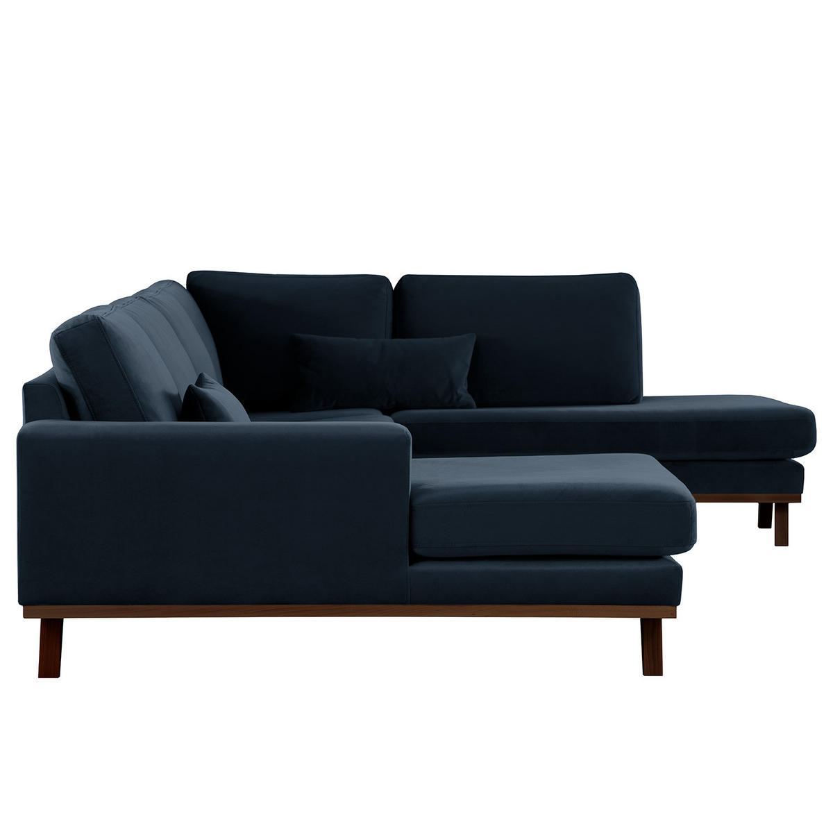 WOHNLANDSCHAFT mit Longchair - Buchefarben/Dunkelblau, Textil (371/81/219cm) - home24