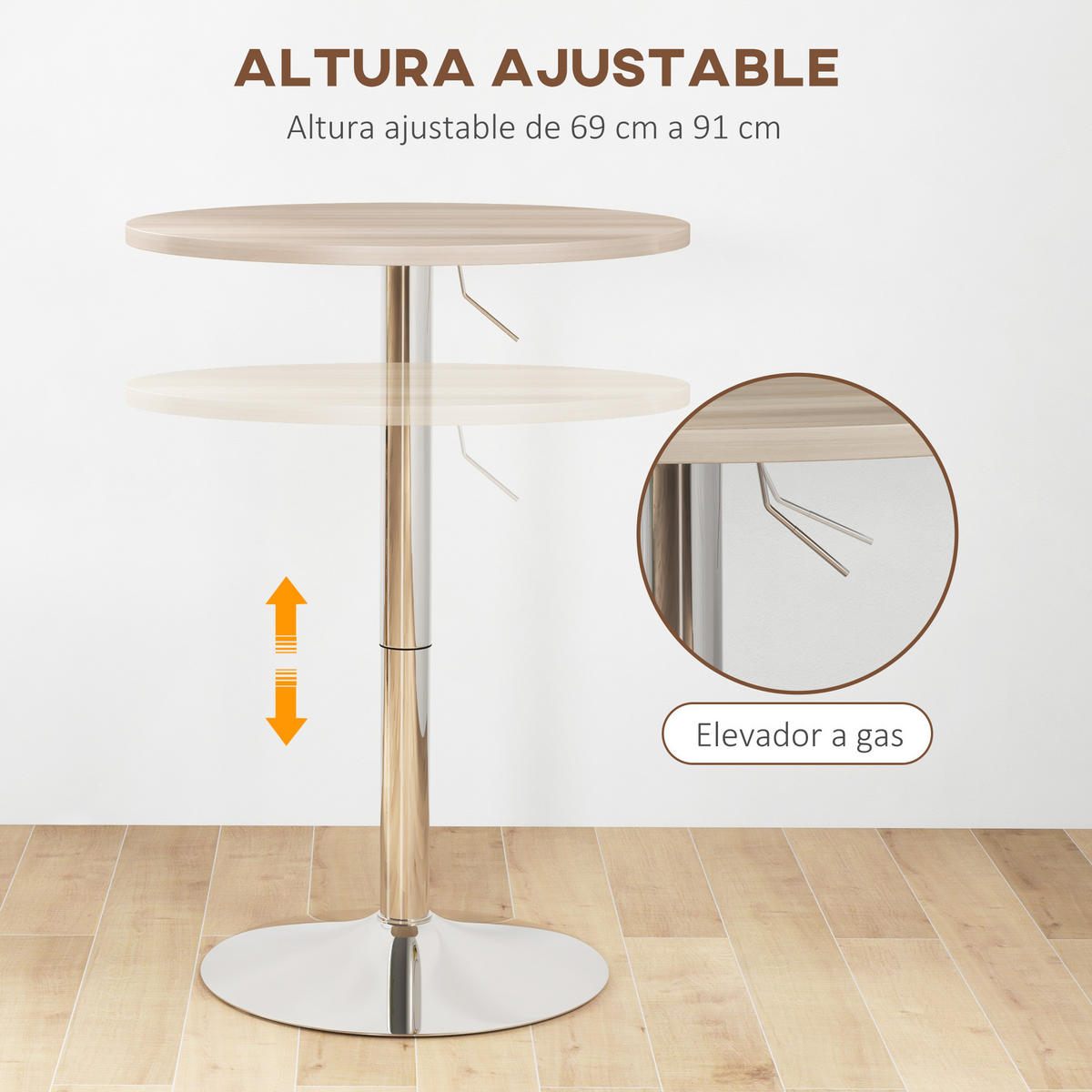 BARTISCH Eiche 1 Stück - Beige, Naturmaterialien (60/60/91cm) - GiPP