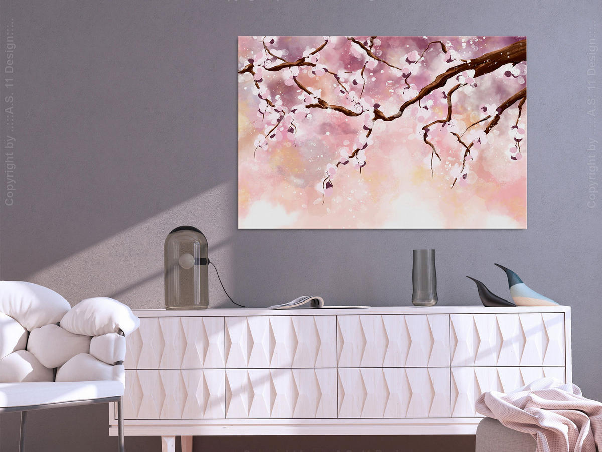 KUNSTDRUCK Rosa 60/40 cm - Pink/Braun, Textil (60/40cm) - KUNSTLOFT