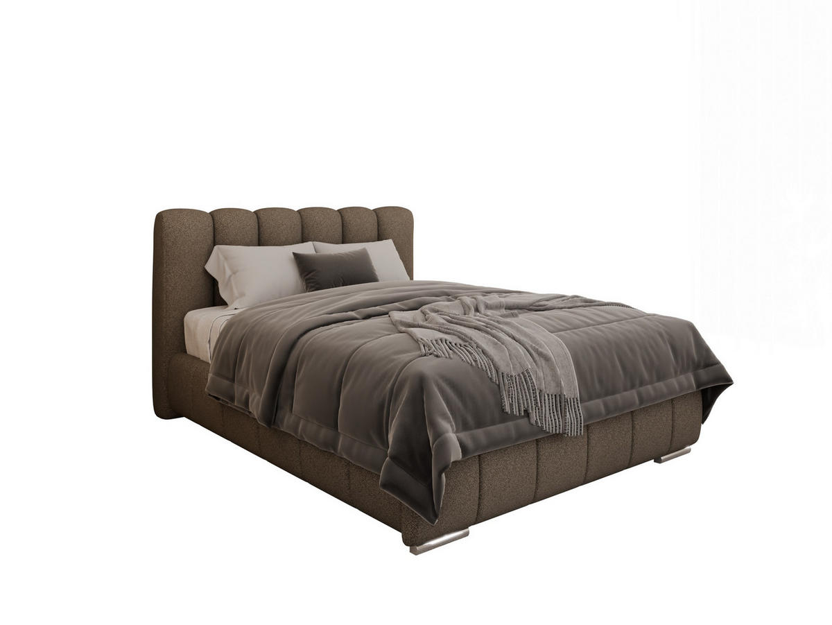 POLSTERBETT Zaira 140x200cm – Elegantes Polsterbett für modernen Wohnstil , ZONIERTE MULTI-TASCHEN-FEDERKERN (24cm), braun - Braun, Holz (140/200cm) - Panda Möbel