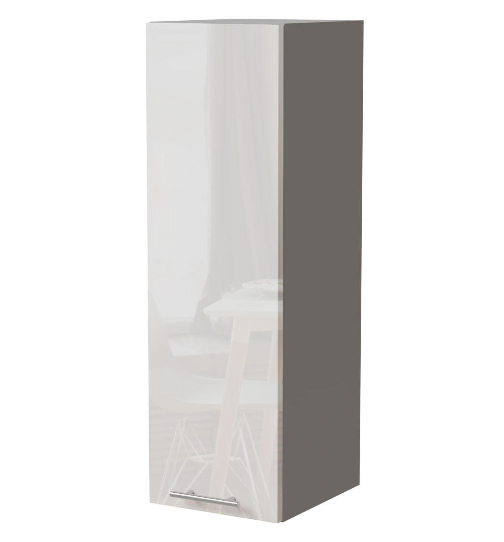 KÜCHENHÄNGESCHRANK W4/30 Essen Weiß Hochglanz / Grau Matt 30 / 32,5 / 96cm - Weiß Hochglanz/Grau, Holz/Holzwerkstoff (30/96/32.5cm) - Feldmann-Wohnen
