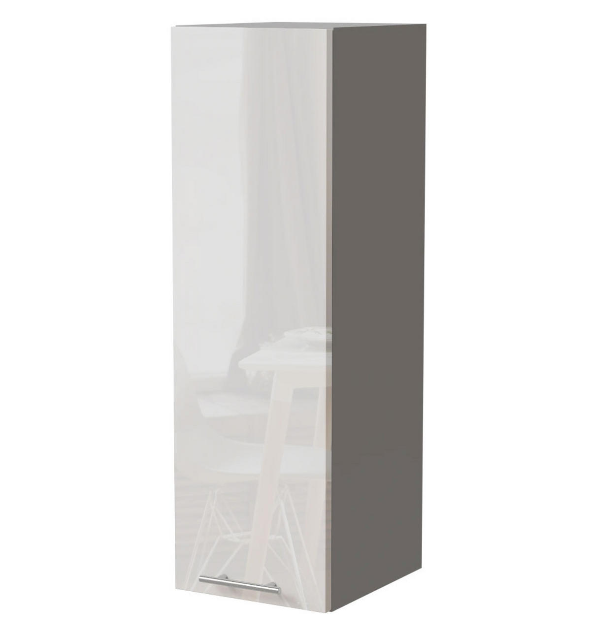 KÜCHENHÄNGESCHRANK W4/30 Essen Weiß Hochglanz / Grau Matt 30 / 32,5 / 96cm - Weiß Hochglanz/Grau, Holz/Holzwerkstoff (30/96/32.5cm) - Feldmann-Wohnen