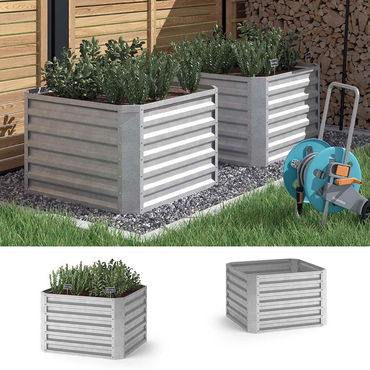 HOCHBEET Silber 90 x 90 cm - Silberfarben, Metall (90/60/90cm) - OK-Living