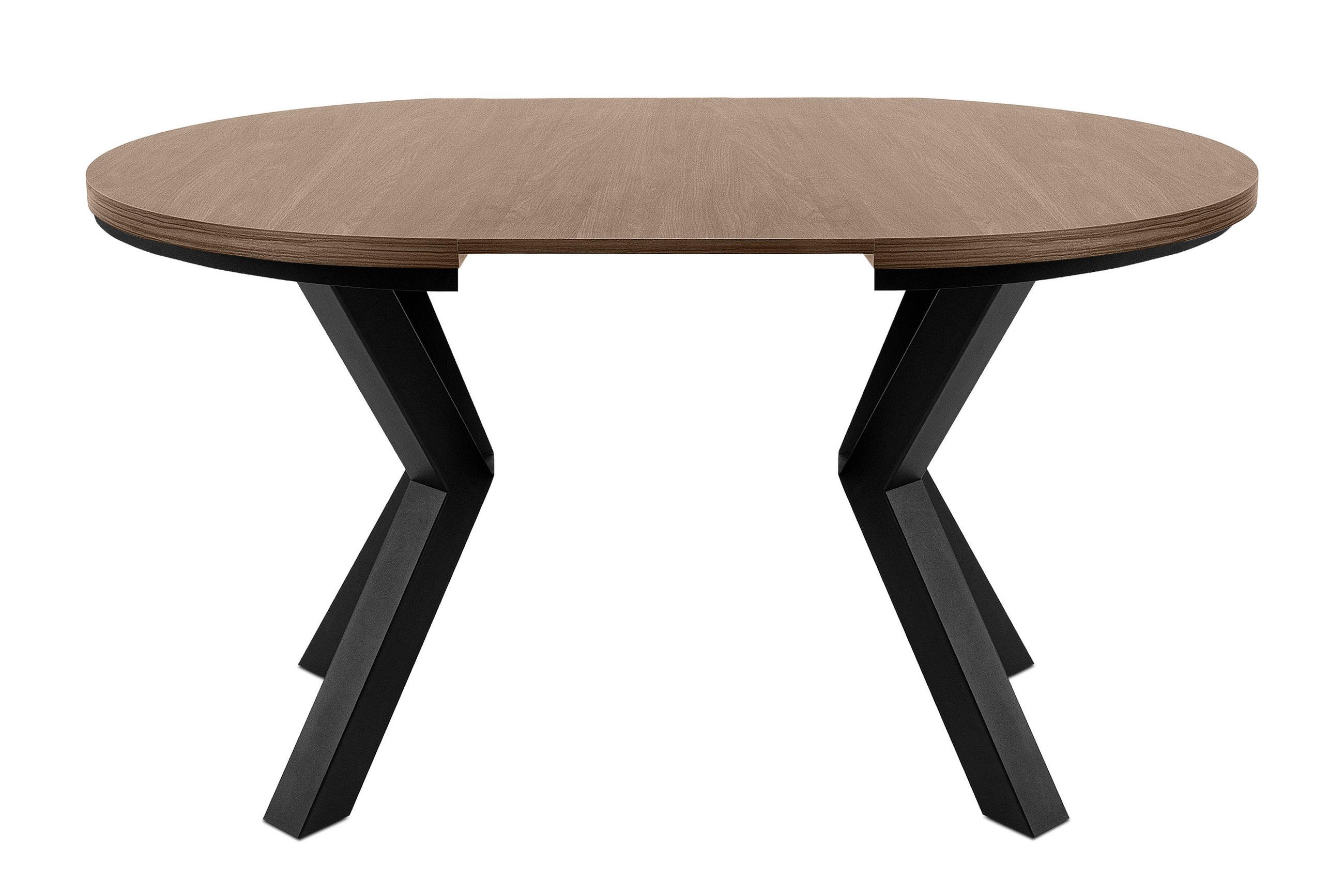 ESSTISCH ROSTEL Ausziehbar 100-220cm Rund, lefkas/schwarz - Schwarz/Braun, Holz (100/220/75cm) - KONSIMO®