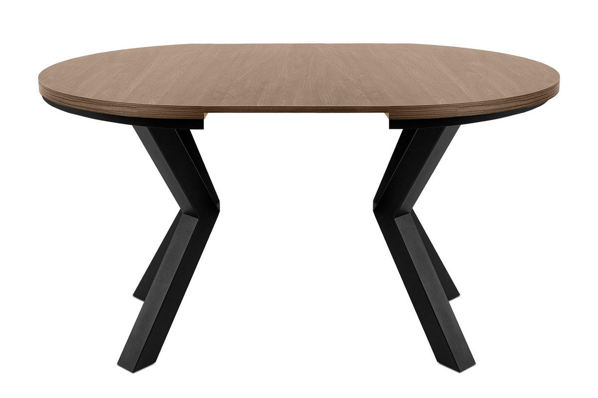 ESSTISCH ROSTEL Ausziehbar 100-140cm Rund, lefkas/schwarz - Schwarz/Braun, Holz (100/140/75cm) - KONSIMO®