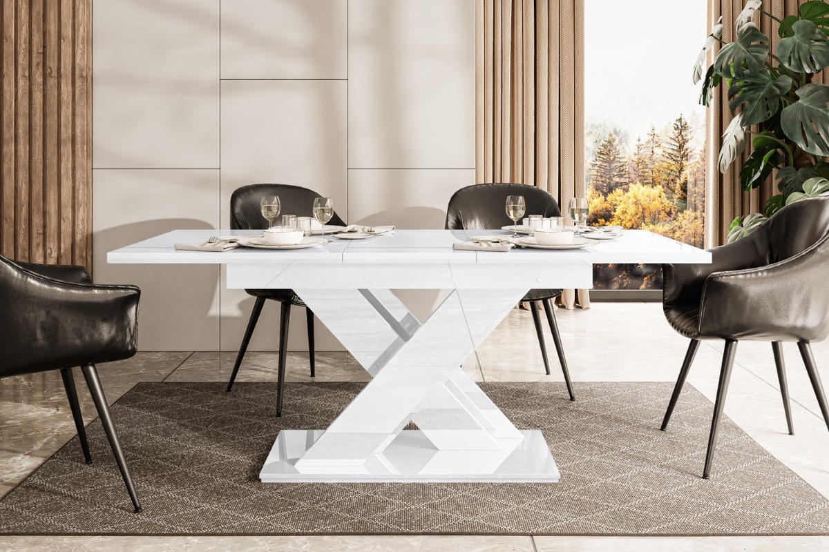 ESSTISCH ausziehbar 140 -180x80x75 cm - Weiß Hochglanz - RONX - Weiß Hochglanz, Holzwerkstoff (140/80/75cm) - ALTDECOR