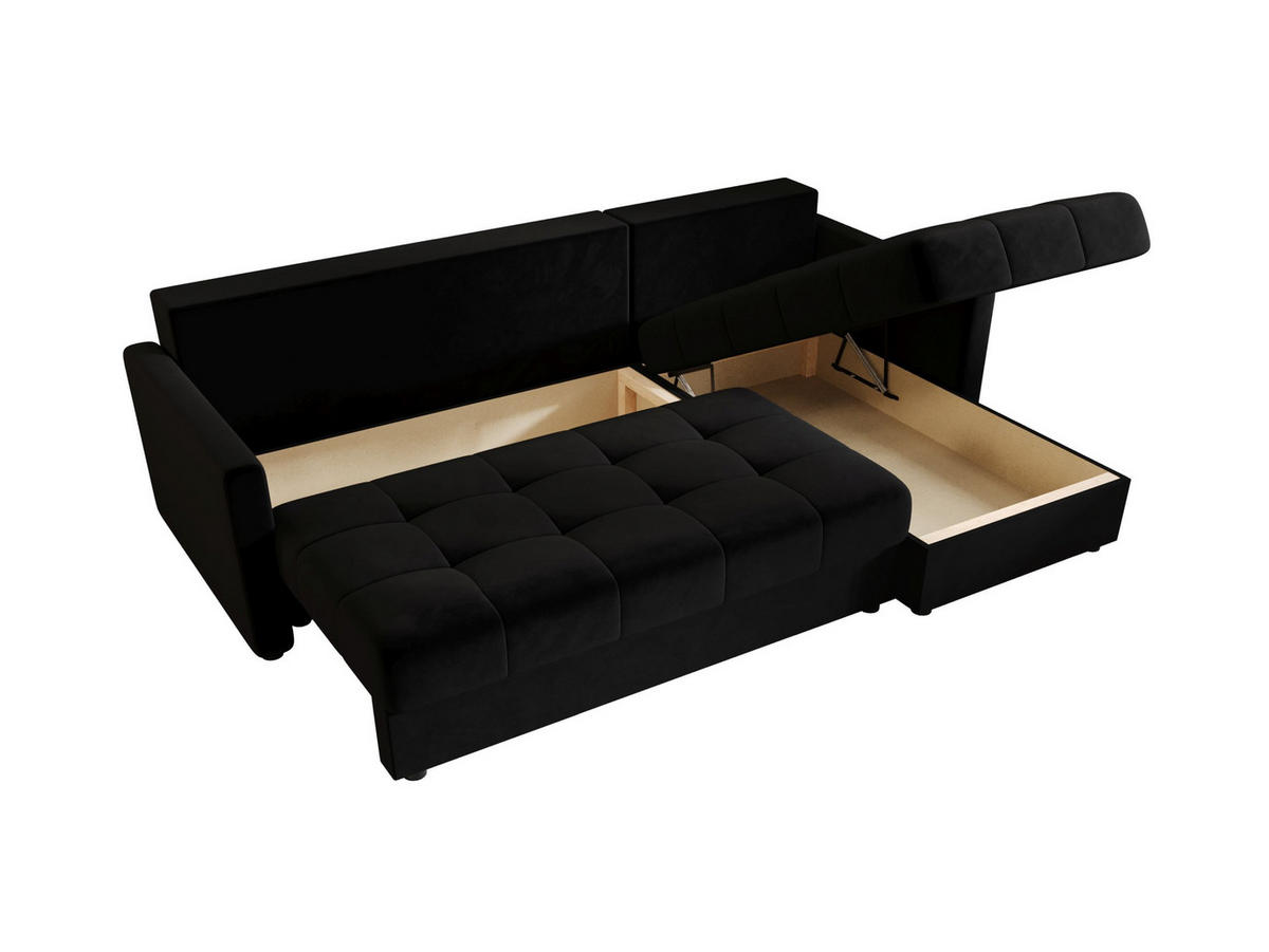 ECKSOFA MOS L BIS Itaka 15 Rechts mit Schlaffunktion - Schwarz, Textil (220/143cm) - Bedante