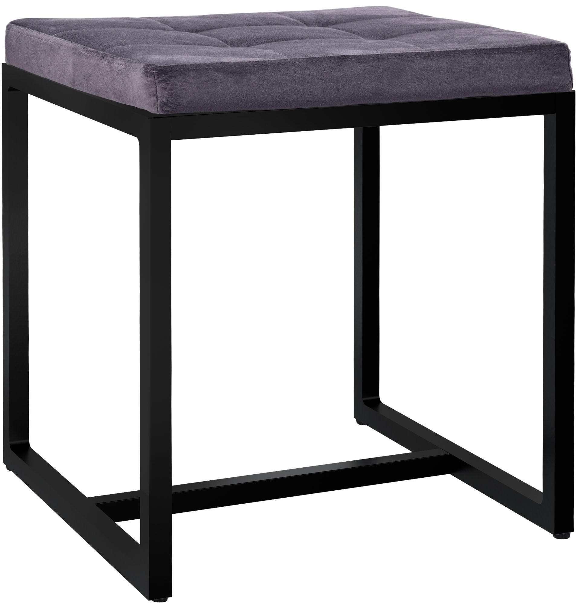 SITZWÜRFEL eckig 40/40/48 cm Samt dunkelgrau - Dunkelgrau/Schwarz, Textil/Metall (40/48/40cm) - CLP