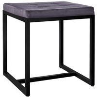 SITZWÜRFEL eckig 40/40/48 cm Samt dunkelgrau - Dunkelgrau/Schwarz, Textil/Metall (40/48/40cm) - CLP