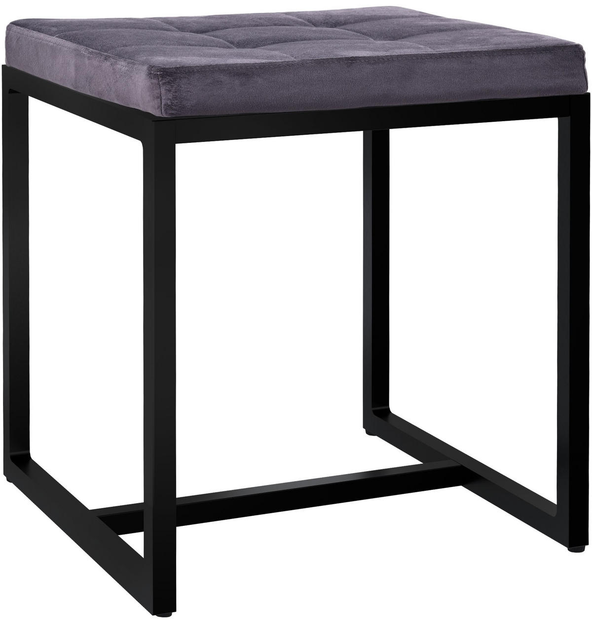 SITZWÜRFEL eckig 40/40/48 cm Samt dunkelgrau - Dunkelgrau/Schwarz, Textil/Metall (40/48/40cm) - CLP