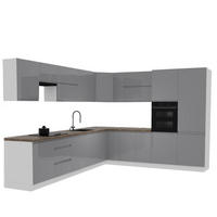 ECKKÜCHE 350 x 290 cm - Aspen K92-M350 - in Grau/Hochglanz - Grau, Holz/Holzwerkstoff (640/212/58cm)