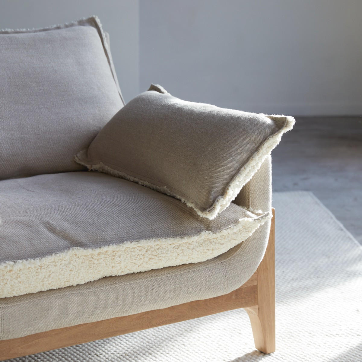 SOFA Woodnest Beige aus Stoff - Beige, Textil (216/77/93cm) - Tikamoon