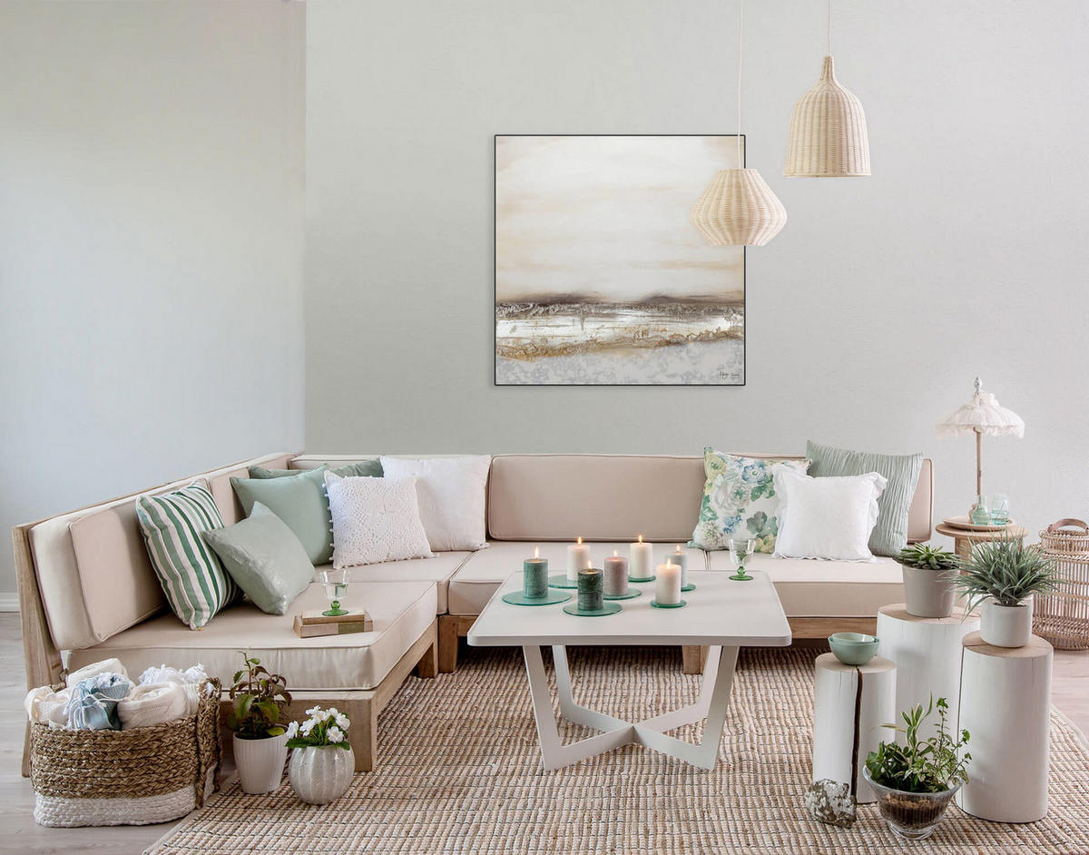 ÖLGEMÄLDE 80/80 cm - Beige, Holz/Textil (1.46/80cm) - KUNSTLOFT