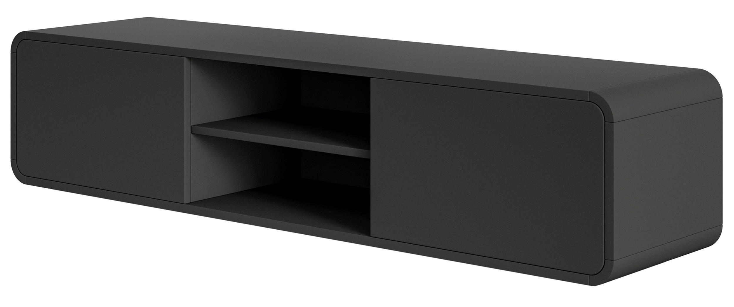 TV-HÄNGEBOARD Oro Schwarz mit 2 Schubladen 154 cm - Schwarz, Holzwerkstoff (154/32.4/40cm) - Selsey