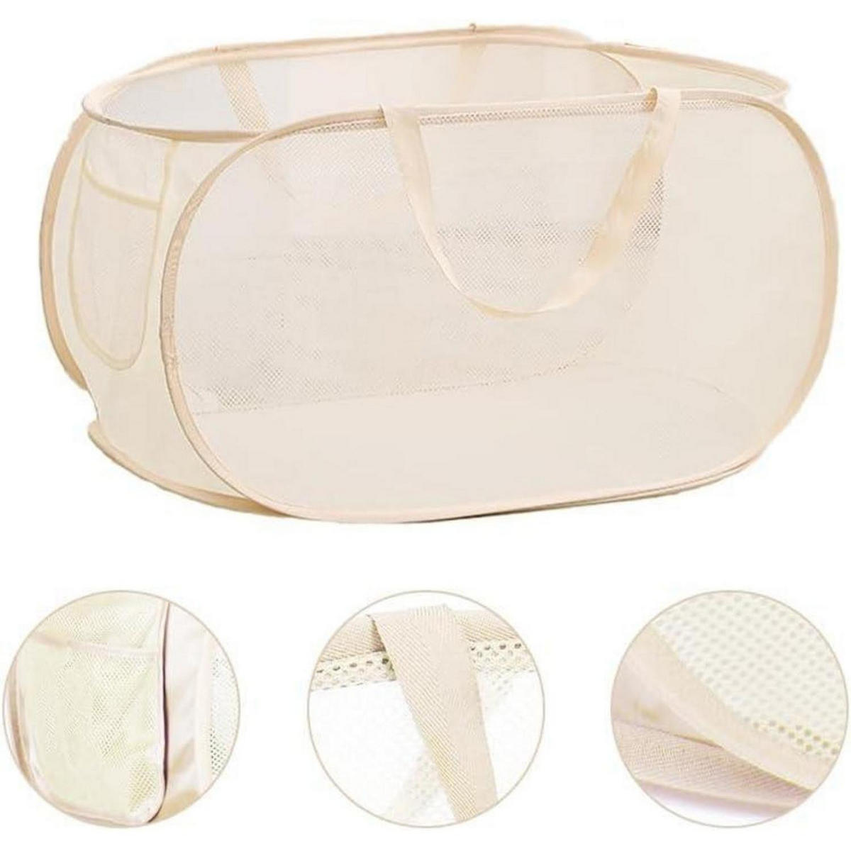FALTBARER Wäschekorb 2-teiliges Set Beige 57 x 36 x 36 cm - Beige, Textil (6/2/11cm)