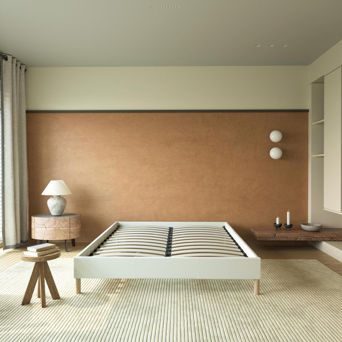 BETT aus weißem Stoff 120x190cm - Weiß, Naturmaterialien/Holz (120/190cm) - November Sleep