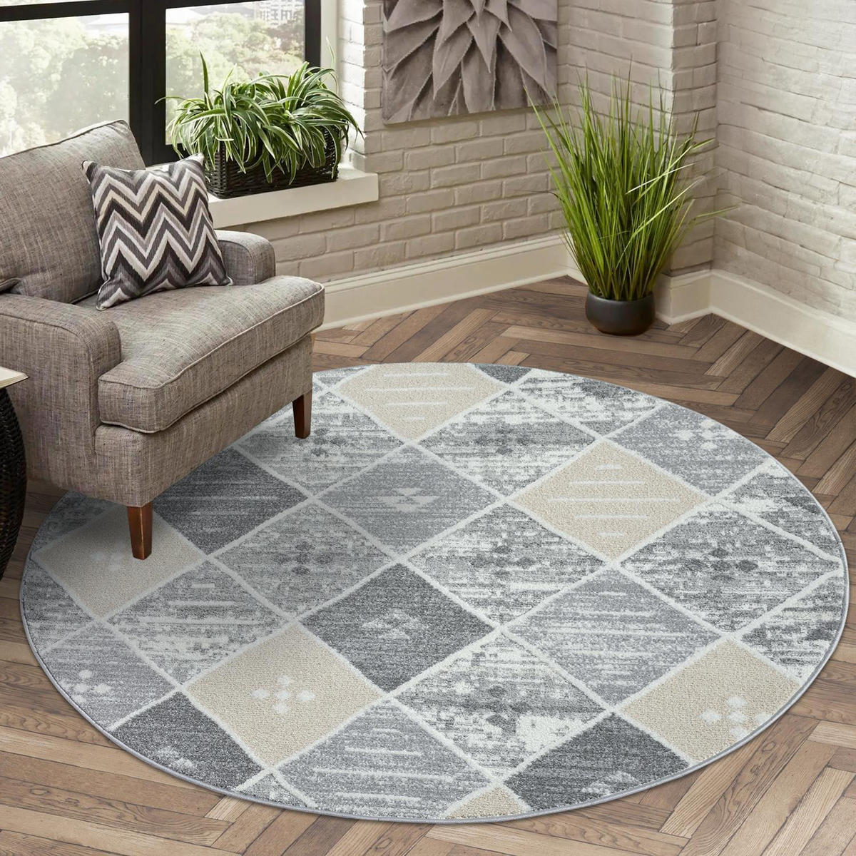 KURZFLOR-TEPPICH Flair 179 Grau 200x200 cm - Grau, Textil (200/200cm) - carpet city