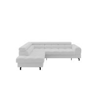 ECKSOFA mit Schlaffunktion Ottomane Links LUMA-L 272x203x70 Weiß Bouclé - Schwarz/Weiß, Holzwerkstoff/Kunststoff (272/203cm) - ALTDECOR