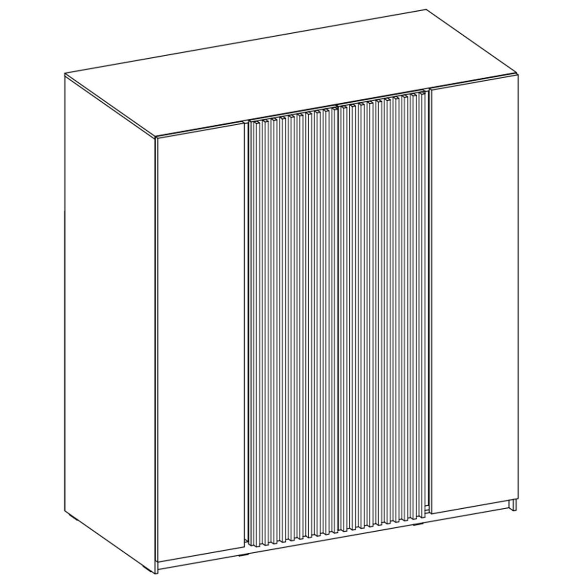 KLEIDERSCHRANK Nehir Korpus Schwarz, Front Schwarz/Eiche Evoke 200 cm - 4T Modern mit 2 Lamellentüren mittig - Schwarz, Holzwerkstoff/Kunststoff (200/239/61.9cm) - AX Living