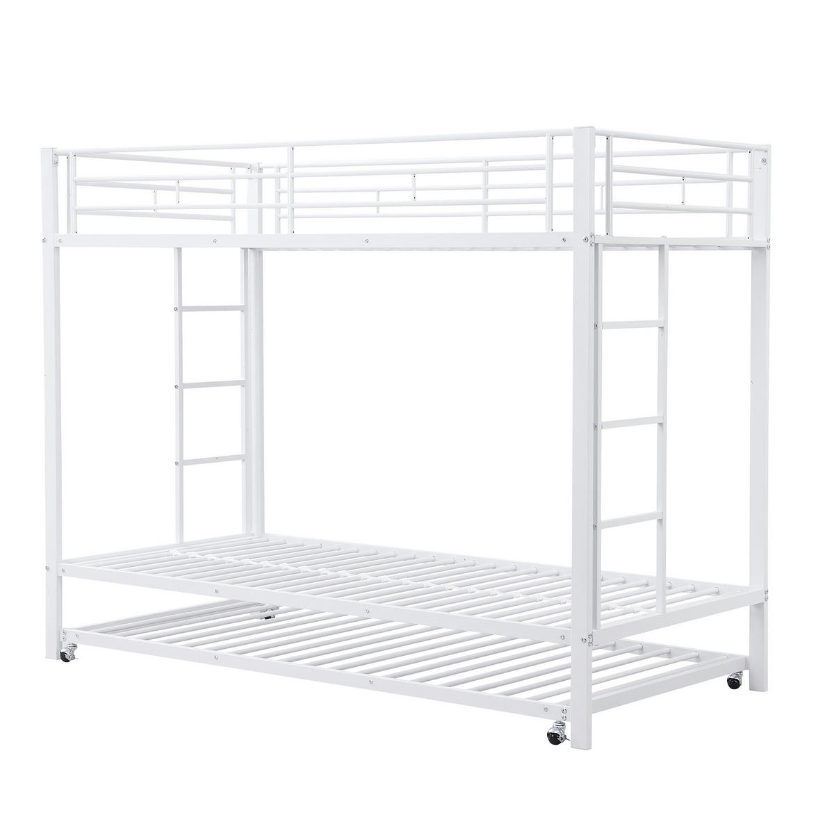 ETAGENBETT mit Ausziehbett 90x200 cm Metall Weiß - Weiß, Metall (90/200cm) - Beauniv