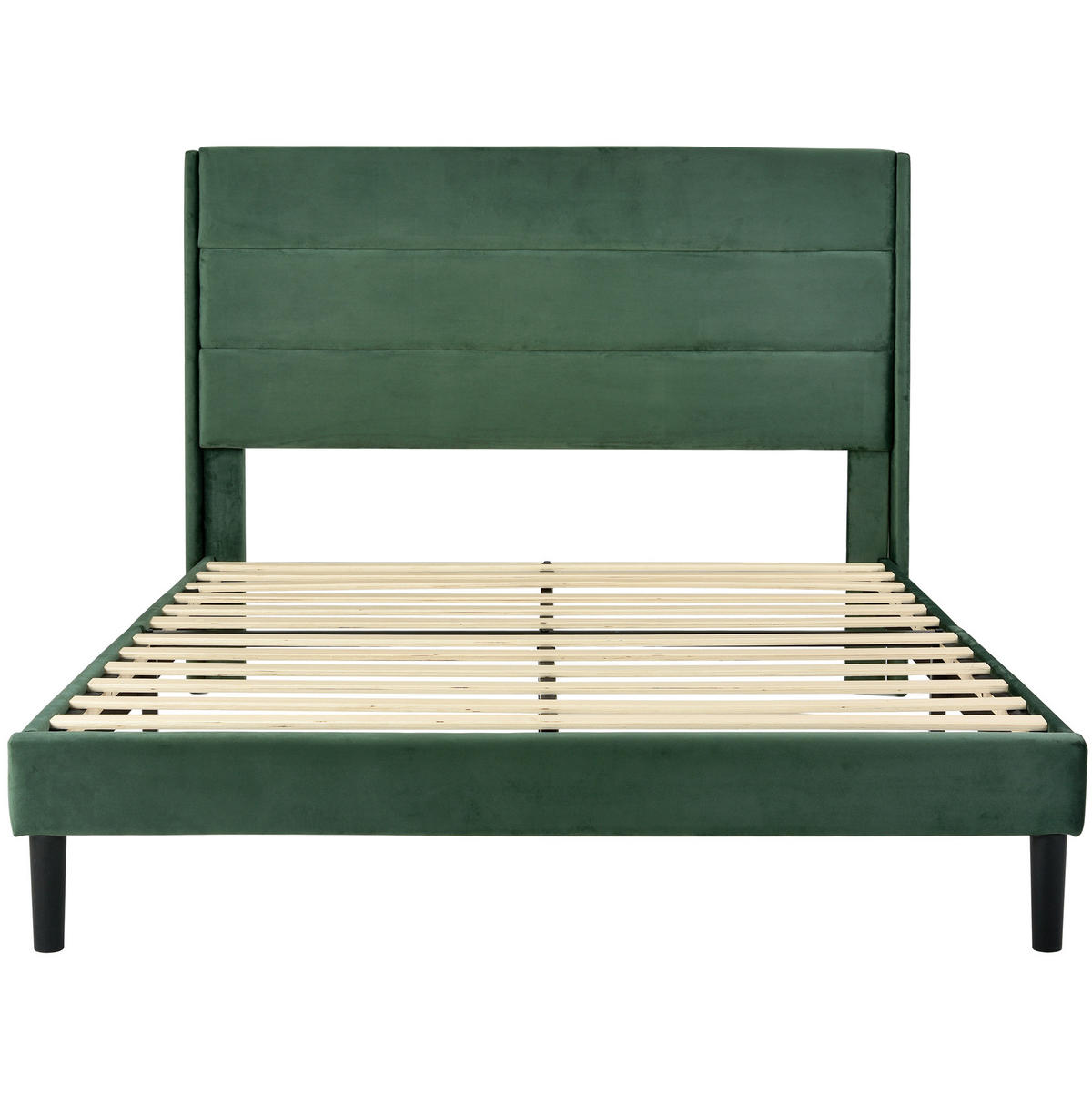 POLSTERBETT 140/200 cm Dunkelgrün aus Samt mit Lattenrost - Grün, Textil (140/200cm) - OKMYHOME