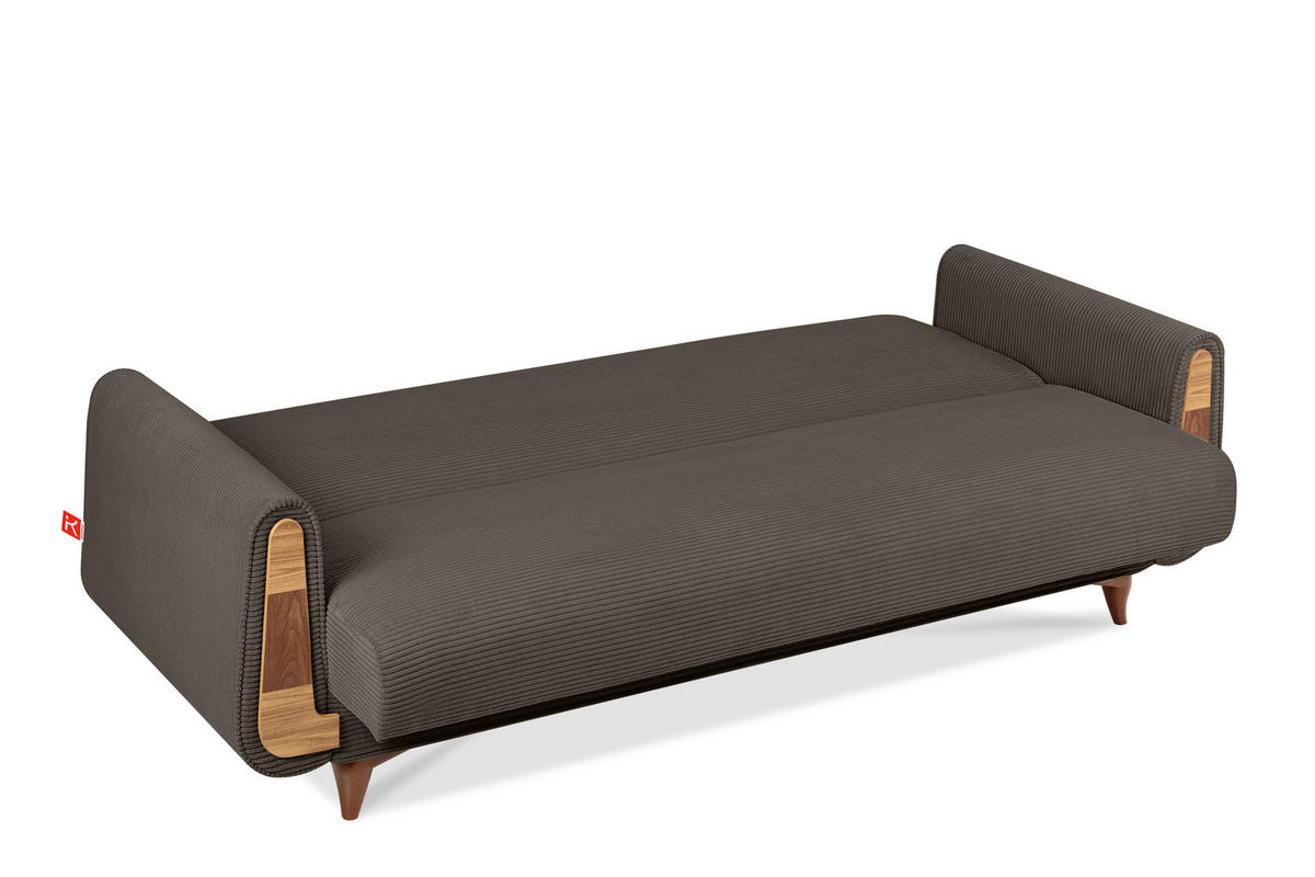 3-SITZER-SCHLAFSOFA GUSTAVO II mit Armlehnen, Graubeige - Greige/Beige, Holz/Holzwerkstoff (230/98/98cm) - KONSIMO®