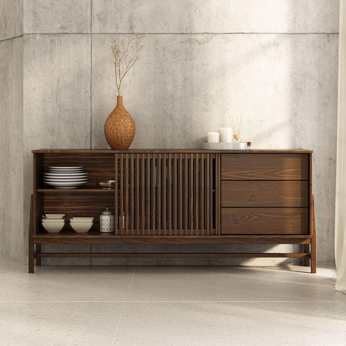 SIDEBOARD ADAMO nussbaum - Nussbaumfarben, Holz (175/75/41cm) - IDIMEX
