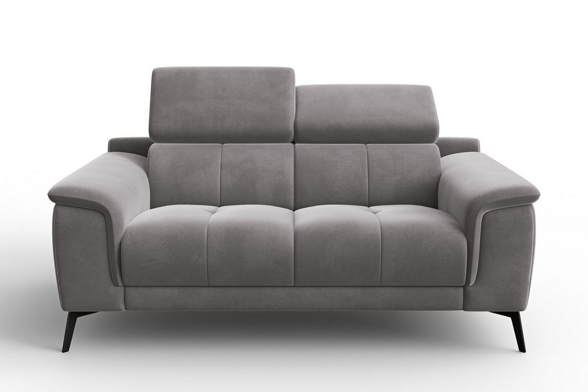 SOFA FIERO 2-Sitzer, Dunkelgrauer Veloursstoff - Dunkelgrau/Schwarz, Holz/Textil (170/82/103cm) - Courtois Laville