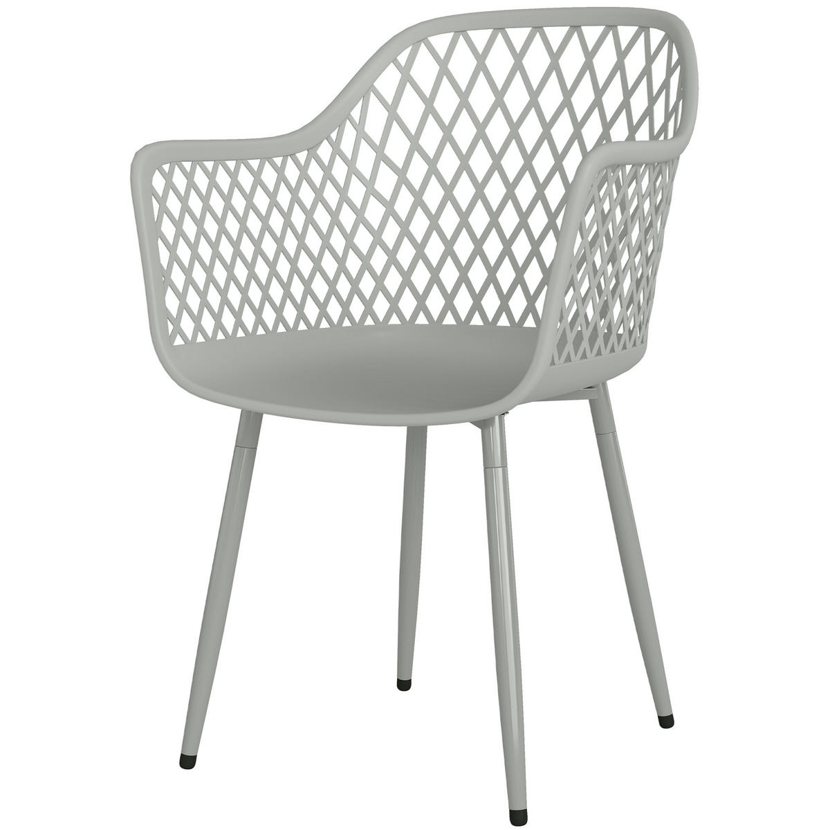 GARTENSTUHL 4er Set UV-beständige Gartenstühle aus Kunststoff mit Armlehne Rückenlehne 56 x 51 x 84 cm Grau - Grau, Metall (56/84/51cm)