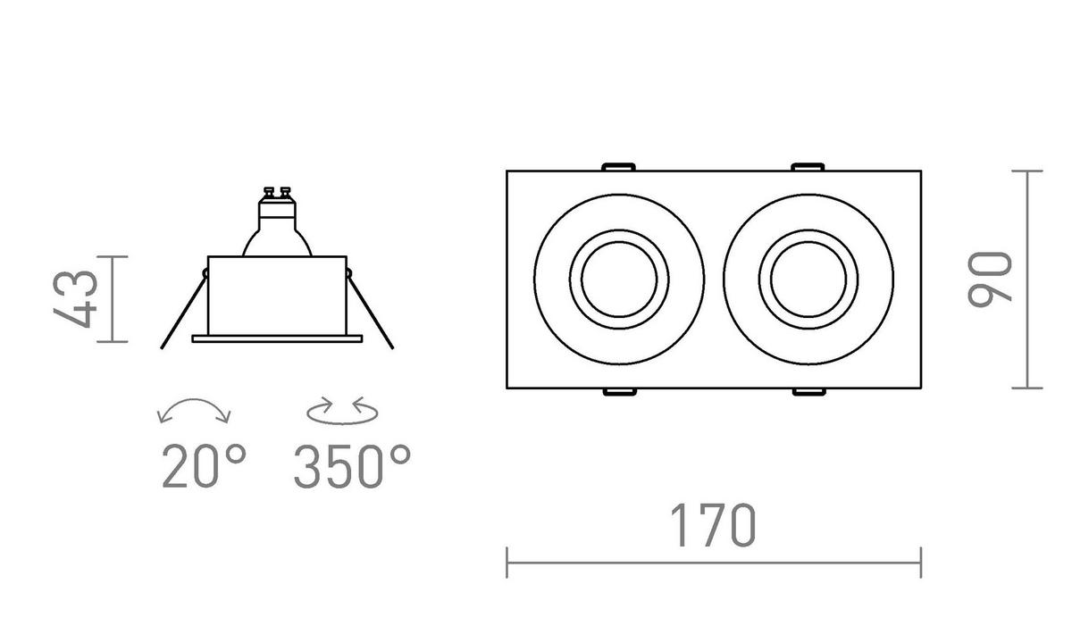 EINBAULEUCHTE GALO II Schwarz 9 W IP65 - Schwarz, Metall (9/9/12cm) - Rendl