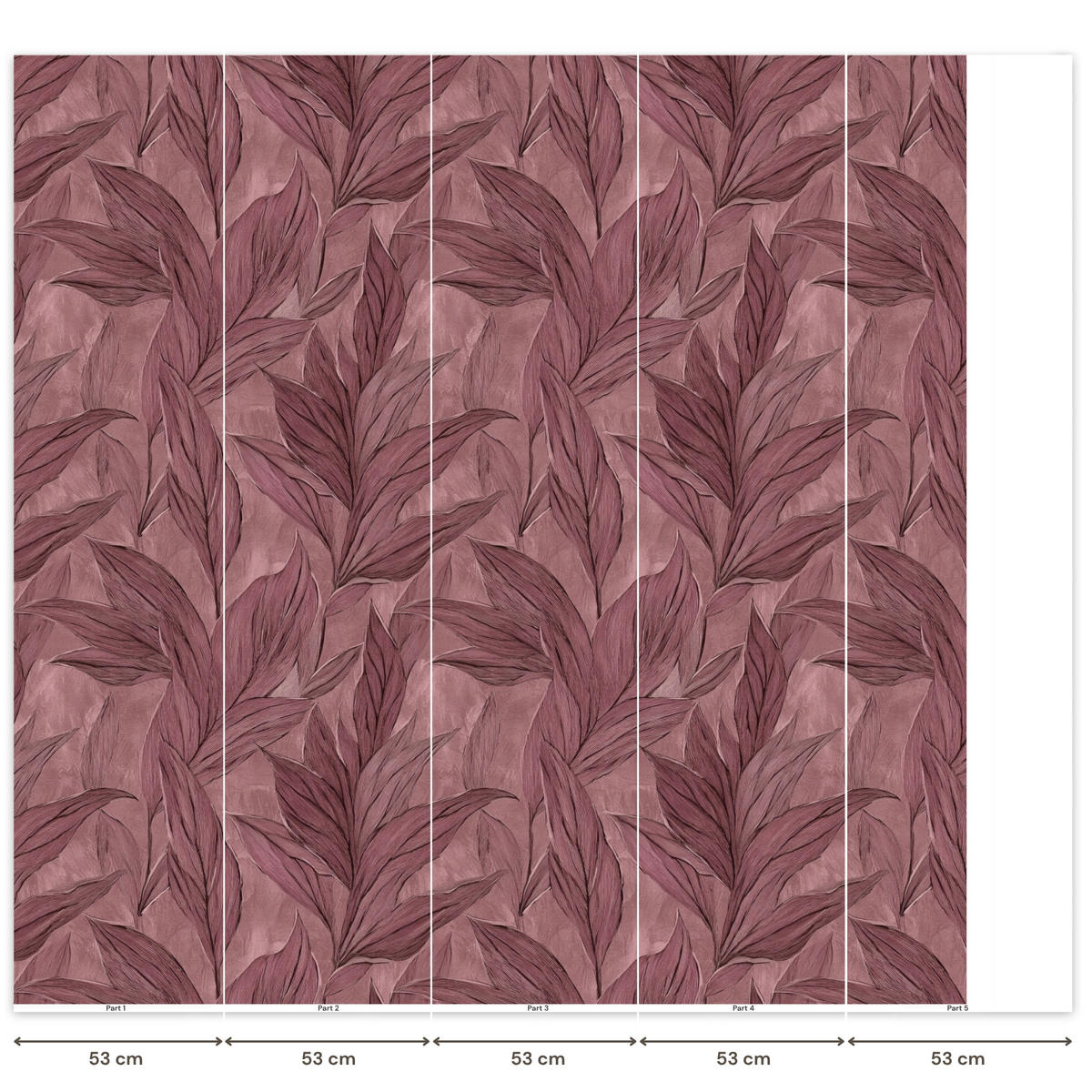 TAPETE - Blätter - Muster - Lila - 240x240 cm - Altrosa, Papier (240/240cm) - OnlyWow